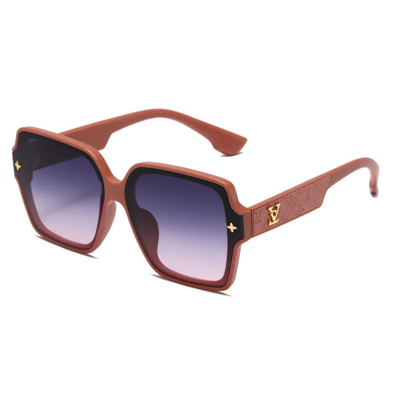 Fashion Square Frame Sunglasses for Women Luxury UV Protection Large Frame All-Match DS-8052-1