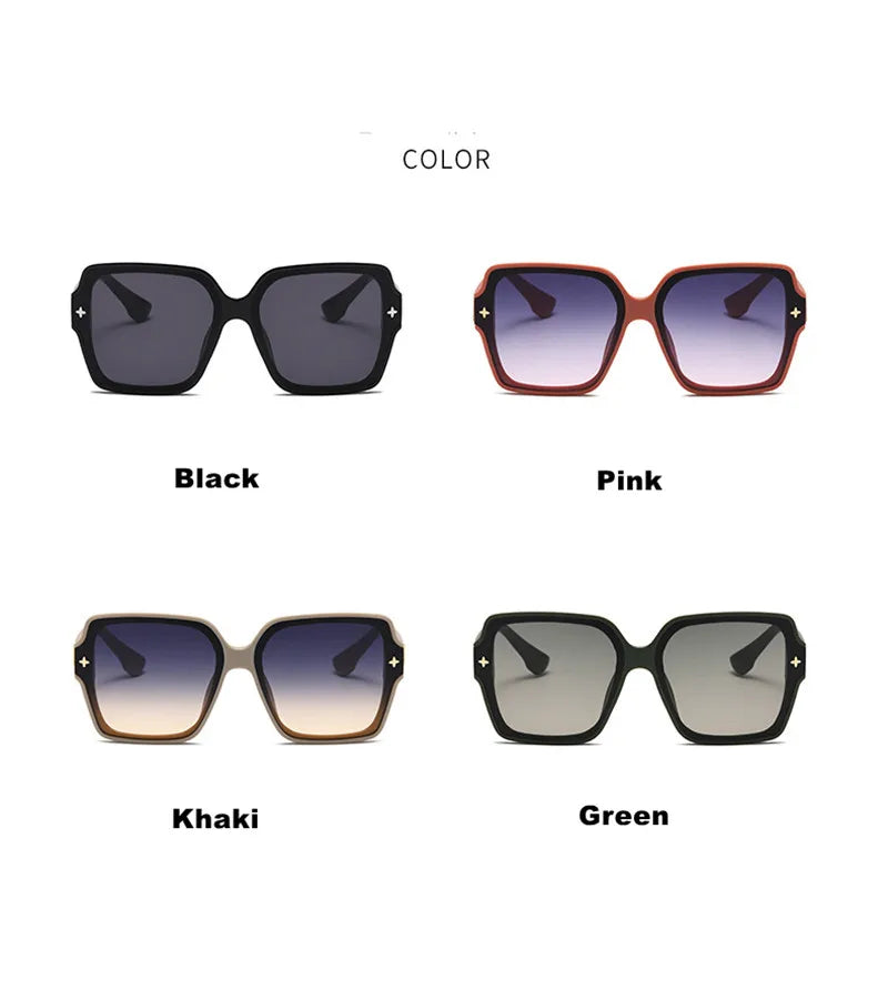 Fashion Square Frame Sunglasses for Women Luxury UV Protection Large Frame All-Match DS-8052-1