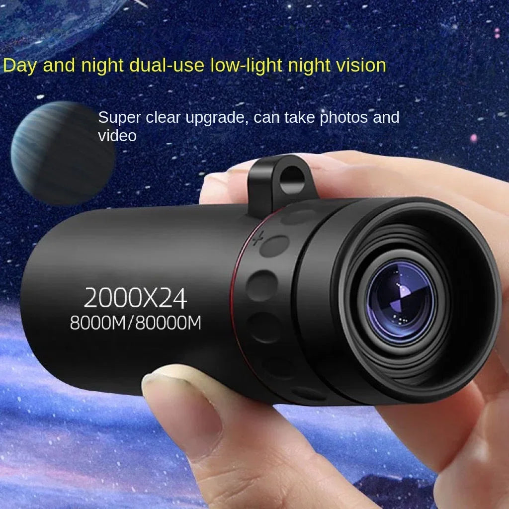 New 2000x25 HD Monocular Telescope Mini Portable Mobile Phone Telescope with Holder Camping Hunting Birdwatching Telescope