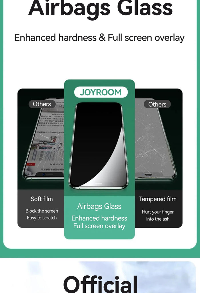 Joyroom 3/2/1PCS HD Glass For iPhone 17 16 15 Pro Max Screen Protector Full Screen Tempered Glass Protection For iPhone 17 16 15