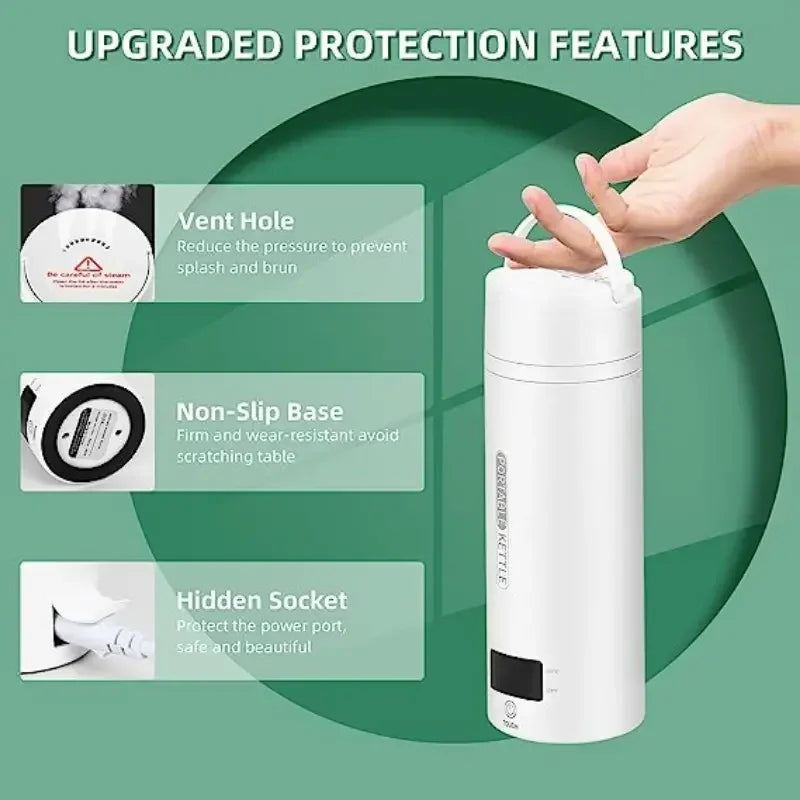 500ml Mini Kettle Electric Travel Kettle 4 Temperatures Portable Kettle Fast Heating Cup for Coffee and Tea