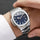 Luxury Men Business Watches Fashion Square Dial Stainless Steel Strap Quartz Watch with Calendar For Mens Clock（Without Box）