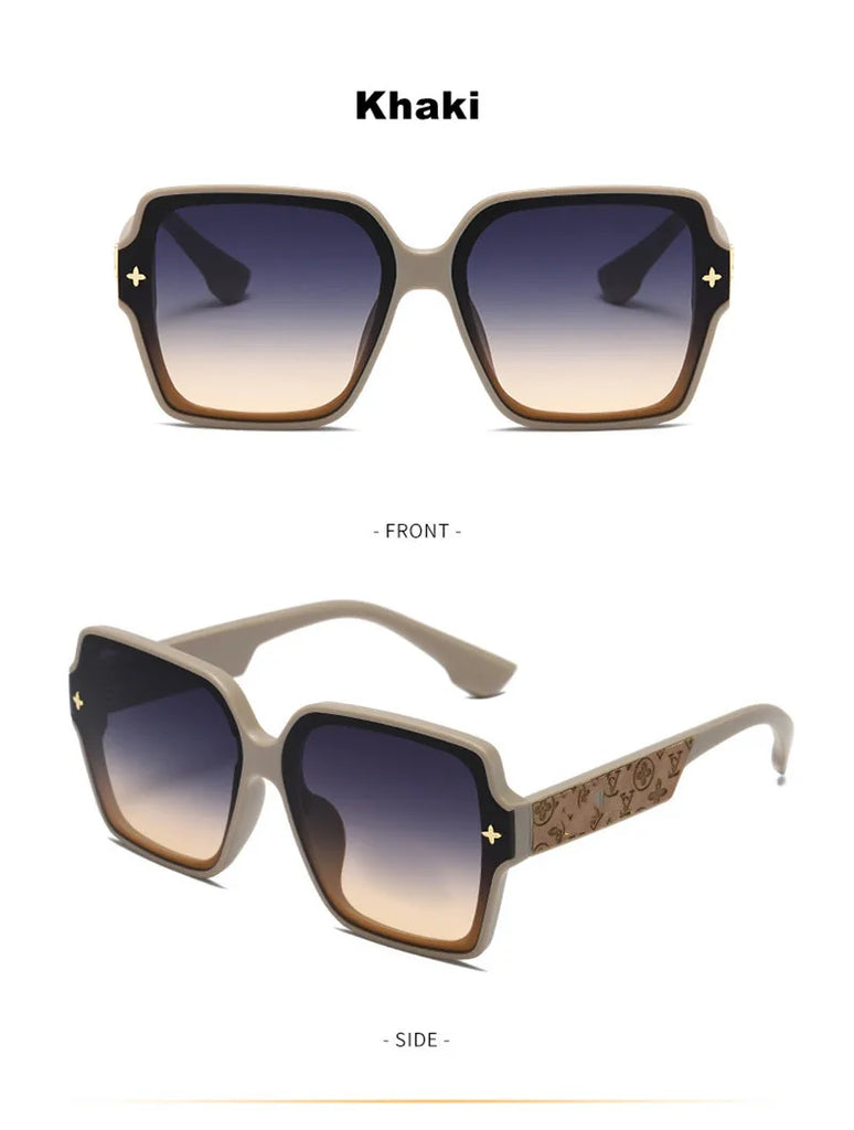 Fashion Square Frame Sunglasses for Women Luxury UV Protection Large Frame All-Match DS-8052-1
